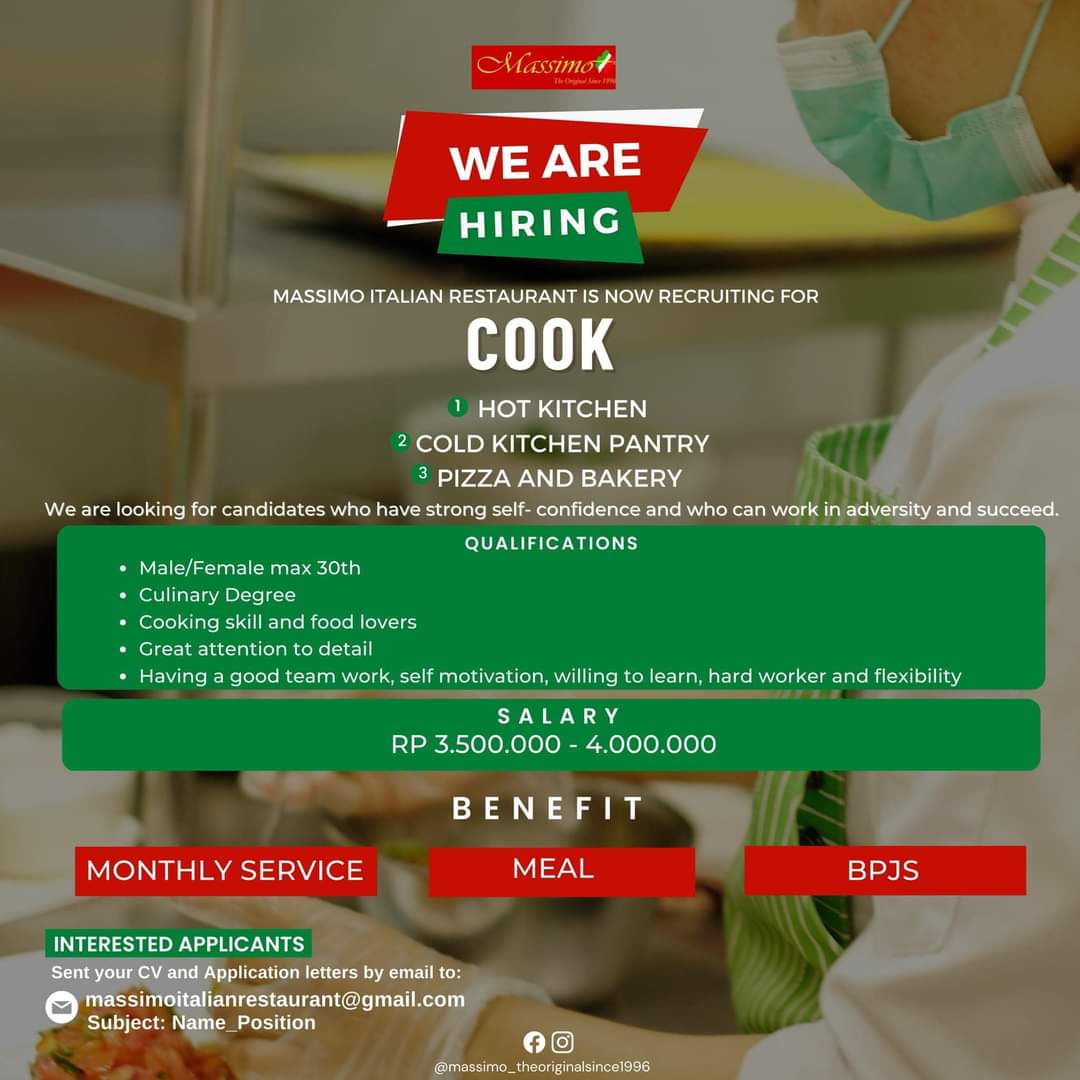 Massimo Italian Restaurant Is Hiring Medi Update Lowongan Kerja